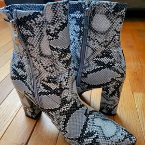 Snake Print faux leather heeled booties